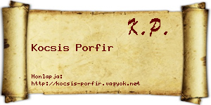 Kocsis Porfir névjegykártya